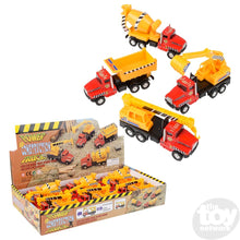 Load image into Gallery viewer, 5.25&quot; Die Cast Pull Back Construction Trucks