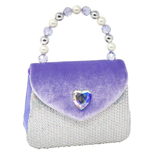 Princess Violet Velvet & Sequin Hard Handbag