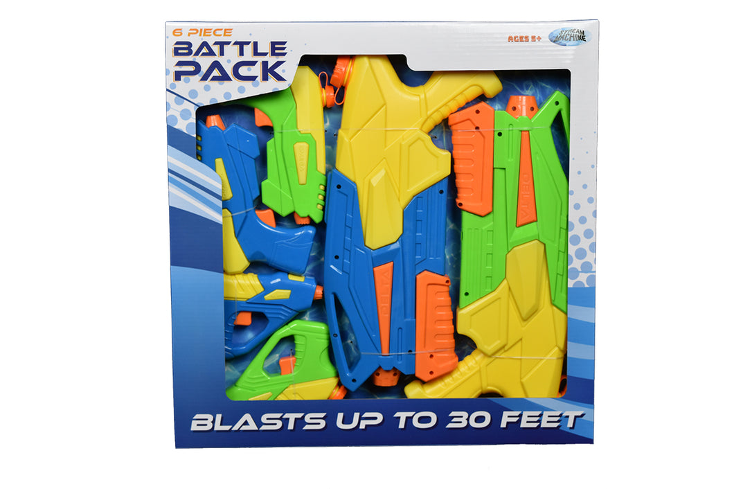 6 Piece Battle Pack Water Gun Blasters