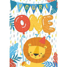 Load image into Gallery viewer, Age 1 Lion 3D Birthday Card