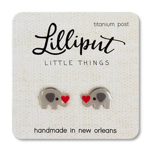 Elephant With Heart Earrings