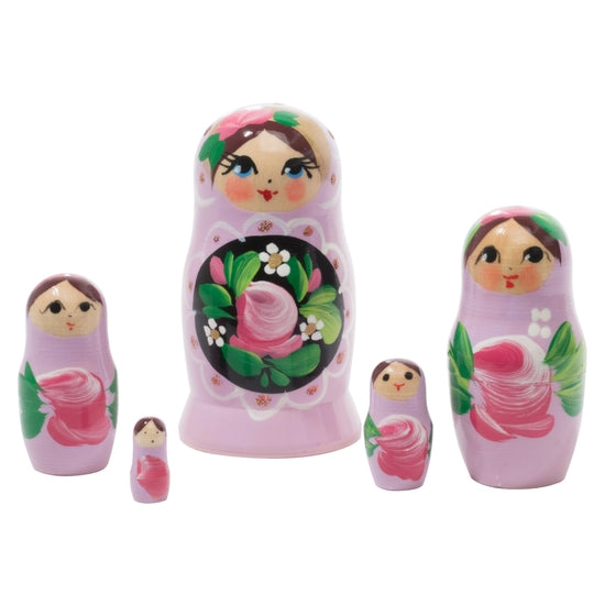 5 Piece Lavender Matryoshka Nesting Dolls