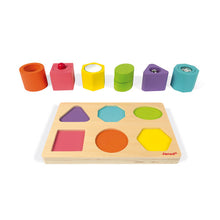 Load image into Gallery viewer, Wood Shapes &amp; Sounds 6 Block Puzzle