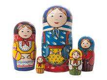 Load image into Gallery viewer, 5 Piece Peasant Girl in Blue Kerchief Nesting Dolls