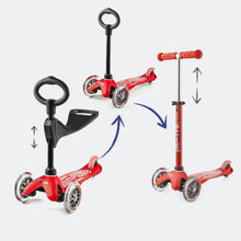 Load image into Gallery viewer, Red 3in1 Micro Kickboard Deluxe Scooter