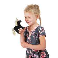 Load image into Gallery viewer, Black Unicorn Finger Puppet