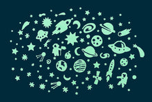 Load image into Gallery viewer, Space Adventure Glow In The Dark Wall Stickers
