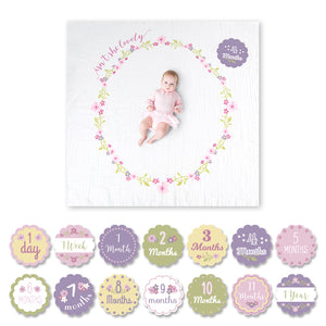 Lulujo Isn't She Lovely Baby's First Year Blanket & Cards Set