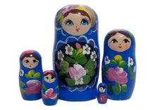 Load image into Gallery viewer, 5 Piece Dark Blue Art Matryoshka Nesting Dolls