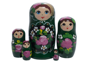5 Piece Green Matryoshka Nesting Dolls